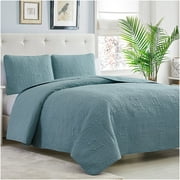 Mellanni Bedspread Coverlet Set Spa Blue - Reversible Bedding Cover - Oversized Quilt Set, 3 Piece, Full / Queen, Spa Blue