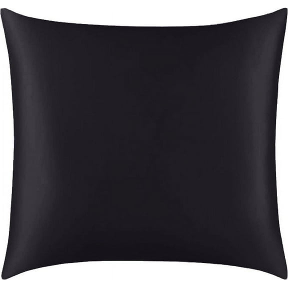 Mellanni Black Silk Throw Pillow Cover in Gift Box, Mulberry Silk, 18x18, 1 Count
