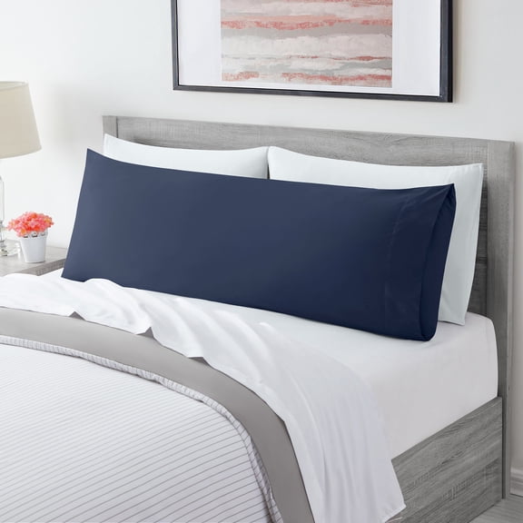 Mellanni Body Pillow Case, Luxury Brushed Microfiber Pillow Cover 20" x 54", Navy Blue