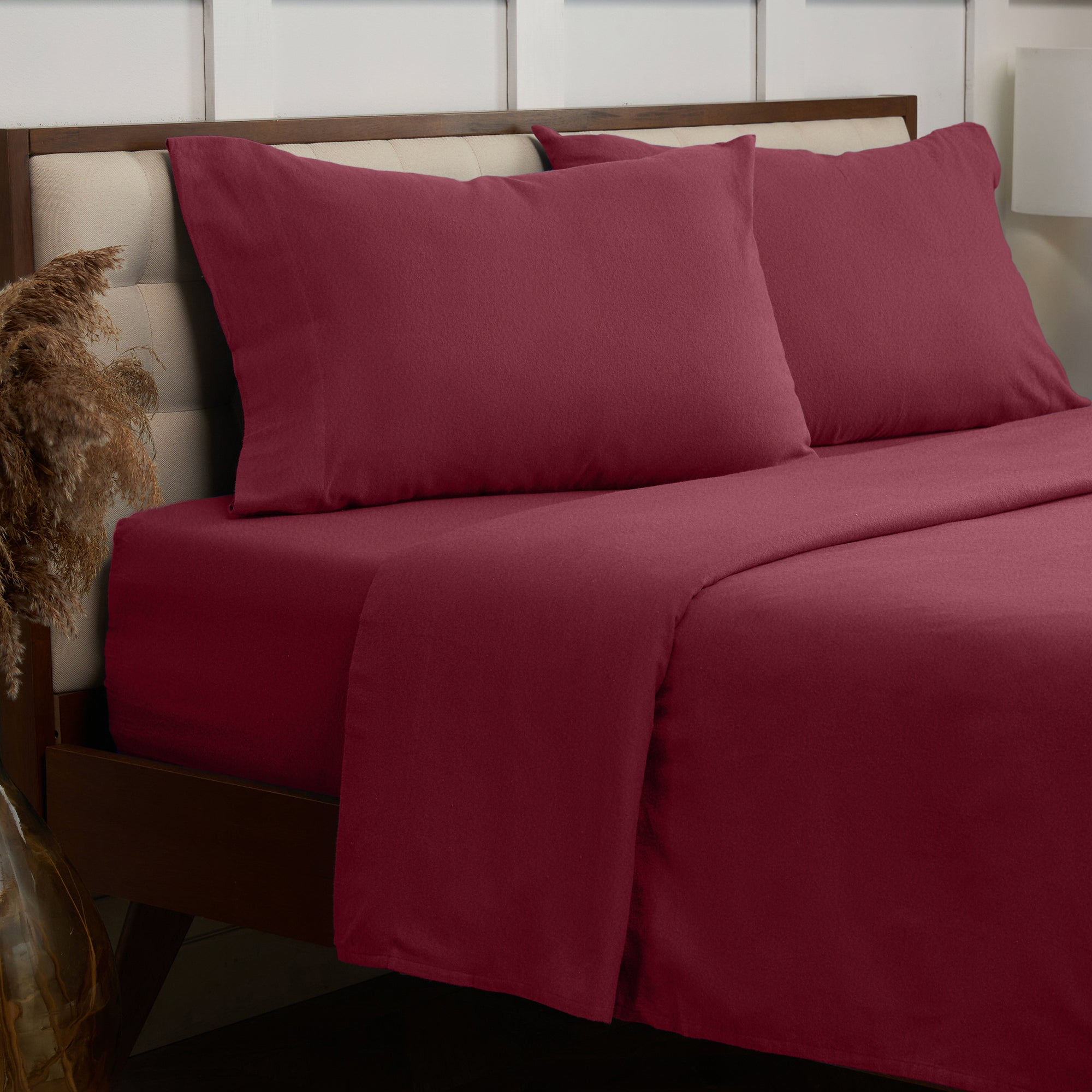 Mellanni Cotton Flannel 4 Piece Sheet Set Lightweight Deep