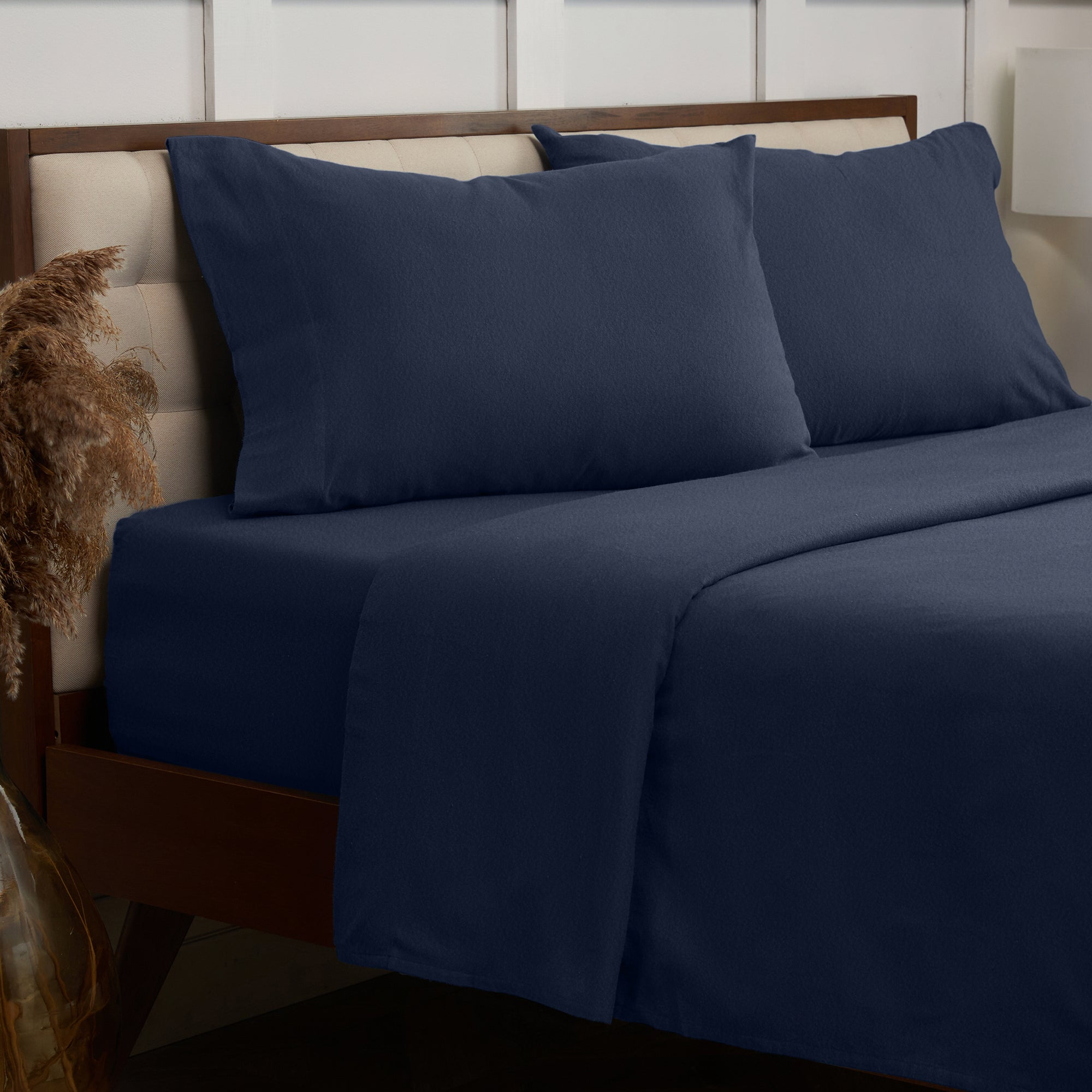 Mellanni Cotton Flannel 4 Piece Sheet Set, Lightweight Deep Pocket Bed