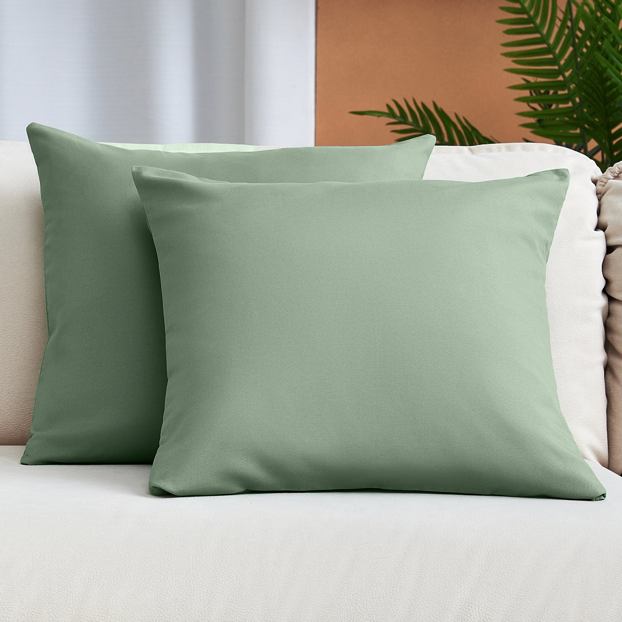 Sage Green Microfiber 16" x 16" Decorative Throw Pillow Covers