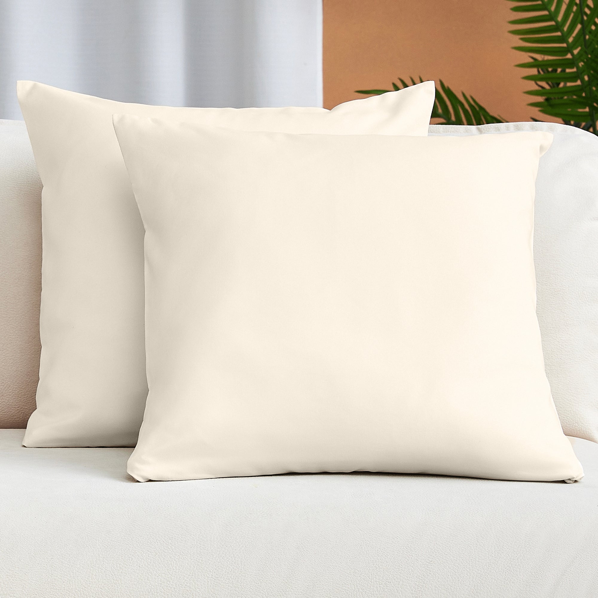 Golden Ivory Microfiber 20x20 Throw Pillow Covers, Set of 2