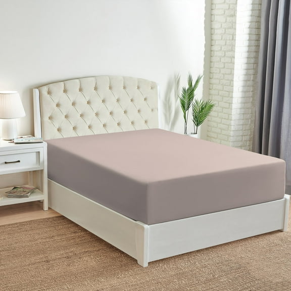 Mellanni Extra Deep Pocket Fitted Sheet up to 21", Microfiber, 1 Piece Queen, Tan