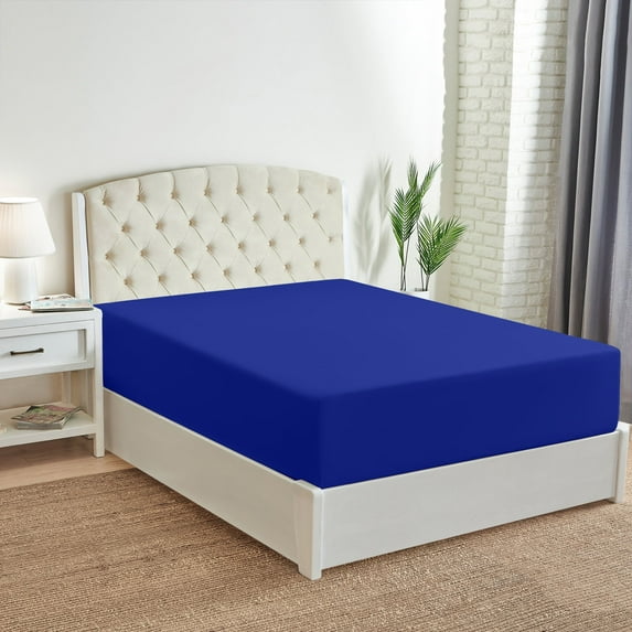 Mellanni Extra Deep Pocket Fitted Sheet up to 21", Microfiber, 1 Piece Twin, Royal Blue