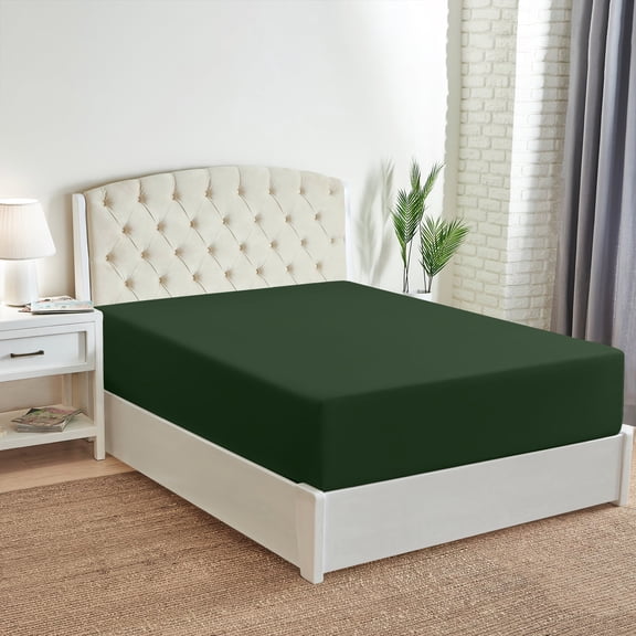 Mellanni Extra Deep Pocket Fitted Sheet up to 21", Microfiber, 1 Piece Twin XL, Emerald Green