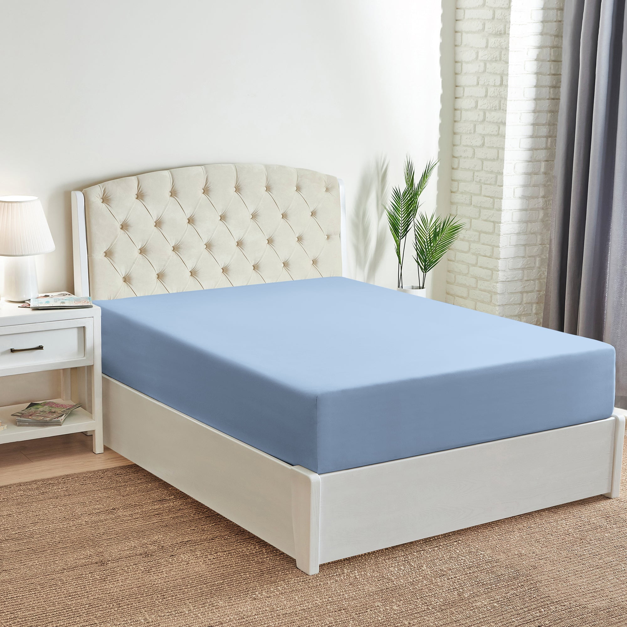 Full Blue Hydrangea Microfiber Deep Pocket Fitted Sheet
