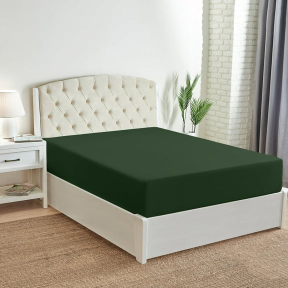 Mellanni Fitted Sheet, up to 16" Deep Pocket Soft Microfiber, 1 Piece Twin, Emerald Green