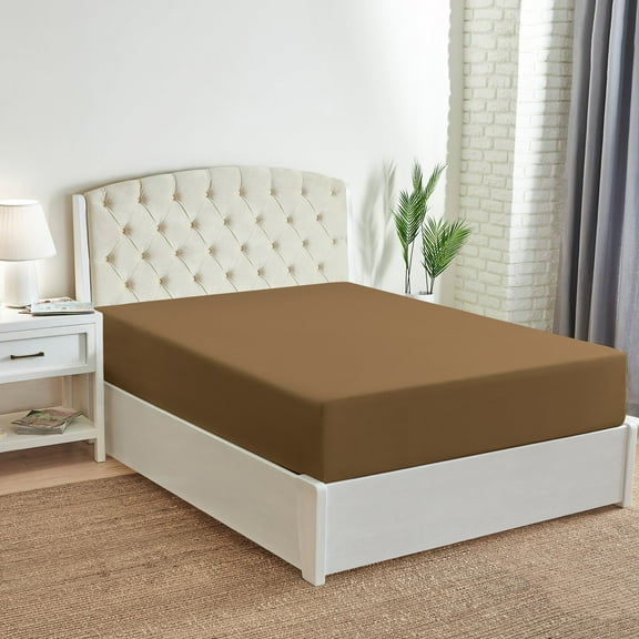 Mellanni Fitted Sheet, up to 16 inch Deep Pocket, Soft Microfiber, 1 Piece Twin, Mocha