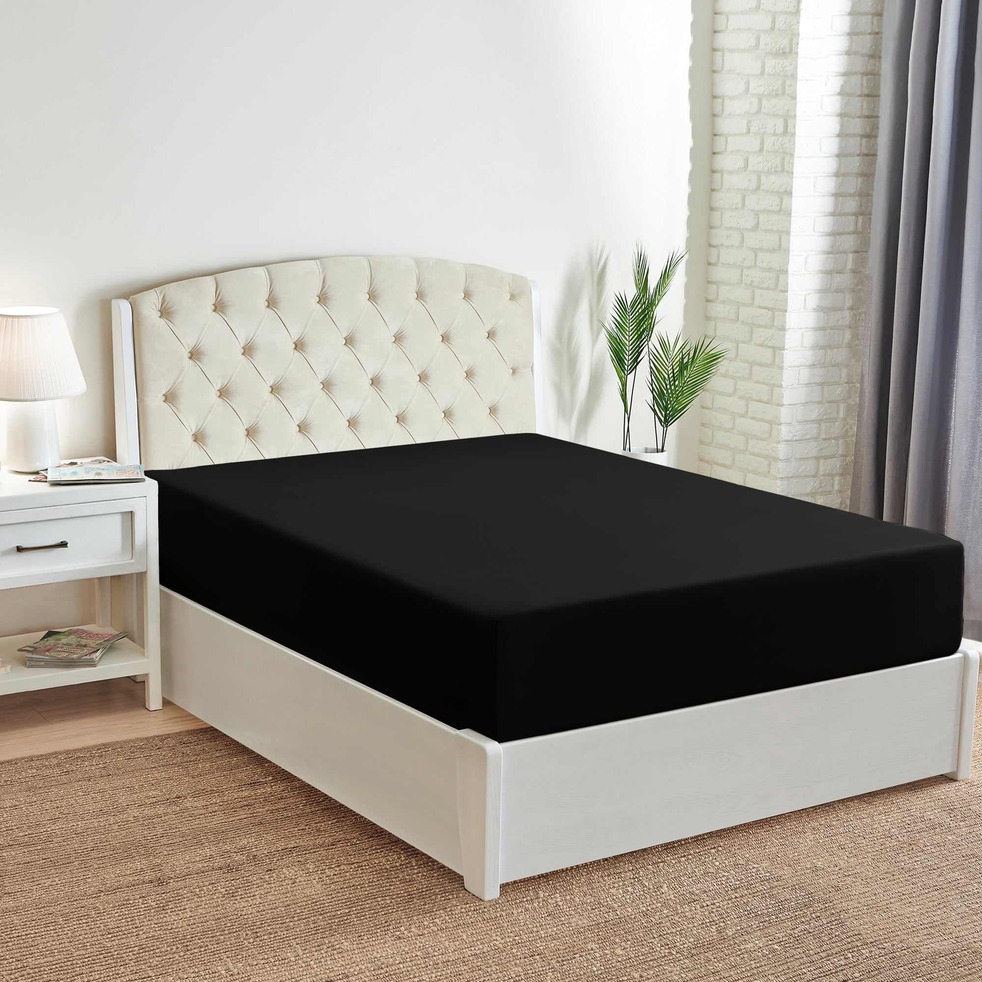 Mellanni Mellanni Fitted Sheet with up to 16" Deep Pocket, Soft Microfiber, 1 Piece Full, Black