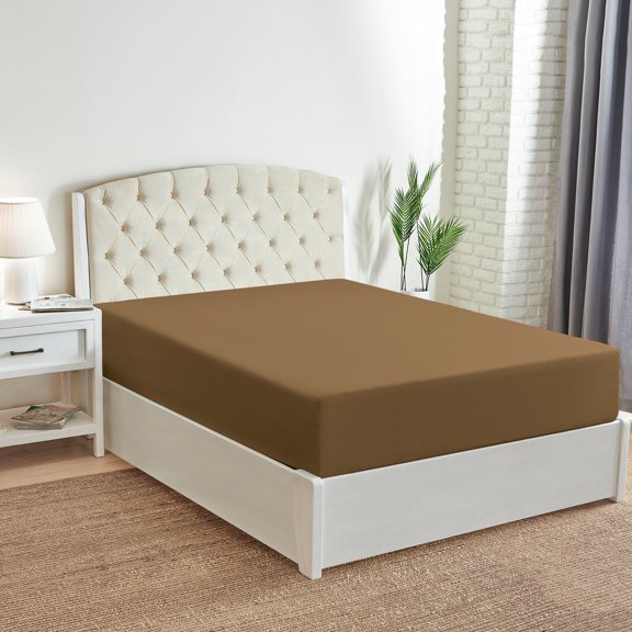Mellanni Fitted Sheet with up to 16" Deep Pocket, Soft Microfiber, 1 Piece Twin XL, Mocha