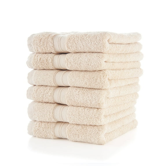 Mellanni Hand Towels 100% Cotton 16"x28", 6 Pack, Beige