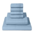thumbnail image 1 of Mellanni Iconic 6 Piece Bed Sheet Set Microfiber, Deep Pocket, California King, Light Blue, 1 of 6