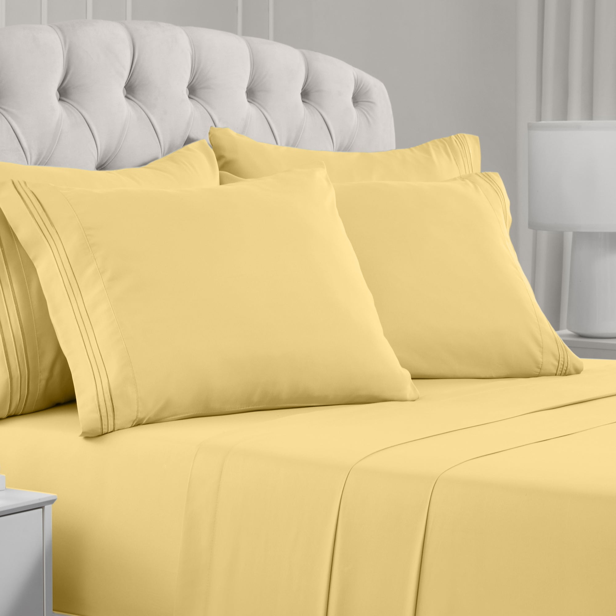 Mellanni Iconic Collection 6 Piece Bed Sheet Set Hotel Luxury Brushed Microfiber, Deep Pocket