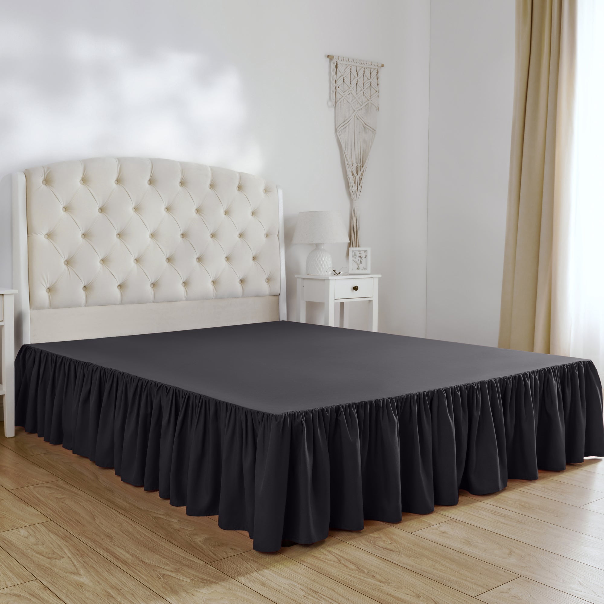 Mellanni Iconic Collection Black 15inch Drop Ruffled Microfiber Bed