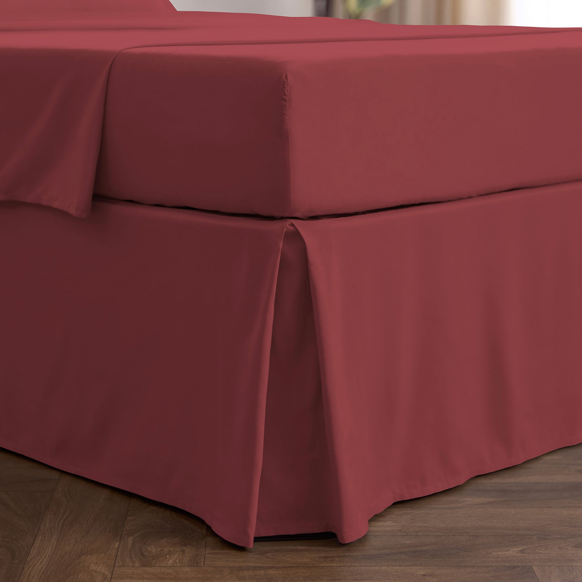 Mellanni Mellanni Iconic Collection Pleated Microfiber Bed Skirt 15" Drop, Full, Brick Red