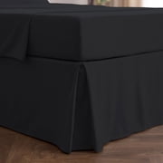 Mellanni Iconic Collection Pleated Microfiber Bed Skirt 15" Drop, Queen, Black