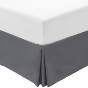 Mellanni Iconic Collection Pleated Microfiber Bed Skirt 15" Drop, Queen, Gray
