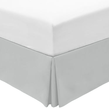 Mellanni Iconic Collection Pleated Microfiber Bed Skirt 15" Drop, Queen, Light Gray