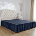 thumbnail image 1 of Mellanni Iconic Collection Ruffled Microfiber Bed Skirt 15" Drop, King, Navy Blue, 1 of 7
