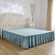 Mellanni Iconic Collection Ruffled Microfiber Bed Skirt 15" Drop, Twin, Spa Blue