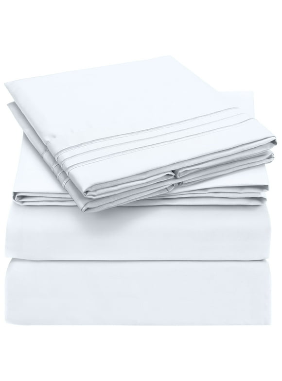 Mellanni Iconic Sheet Set Brushed Microfiber, Extra Deep Pocket, 4 Piece Queen, White