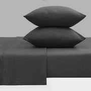 Mellanni Jersey Sheet Set 4 Piece 100% Cotton Deep Pocket Bed Sheets and Pillowcases, Queen, Dark Gray Heather