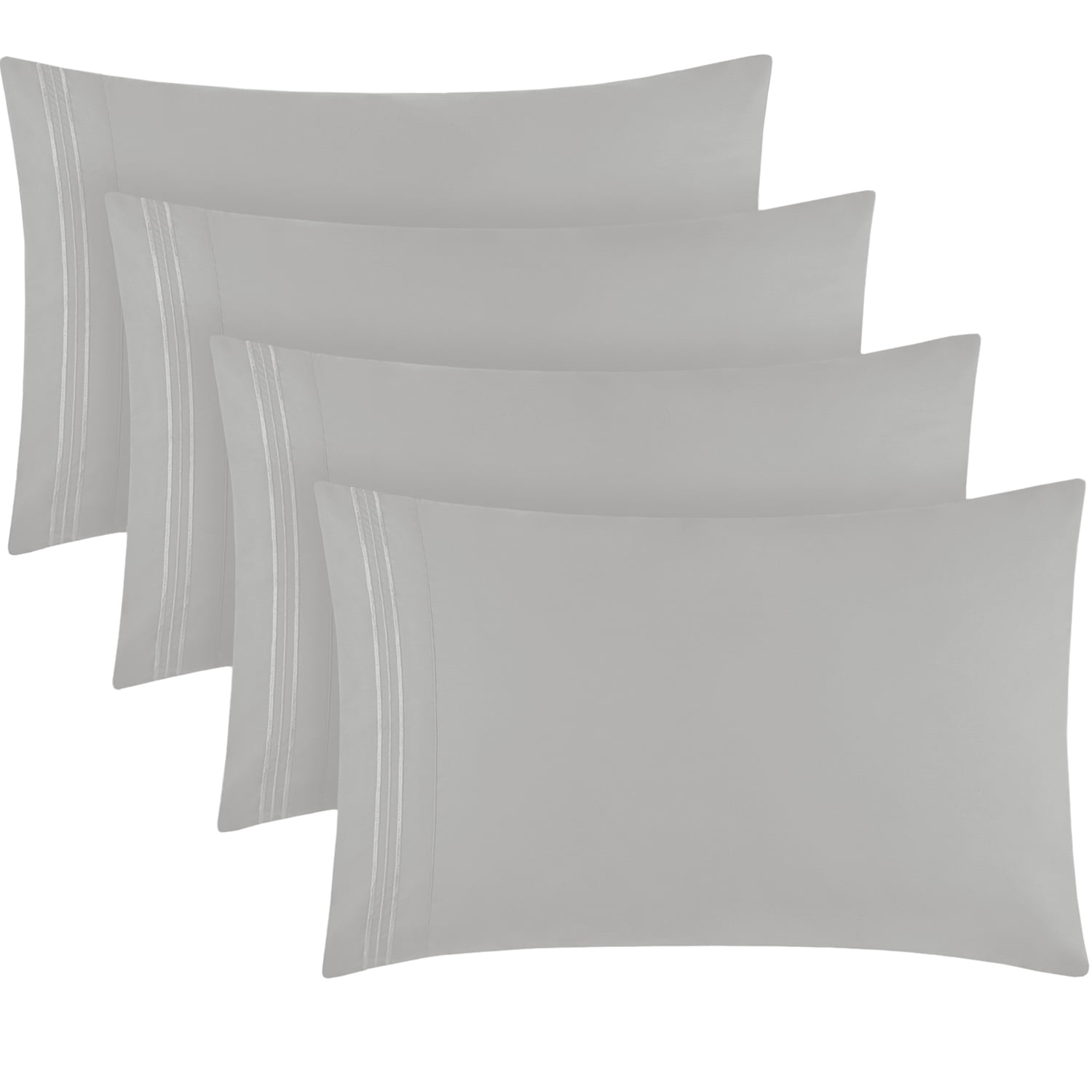 King Size Light Gray Hypoallergenic Microfiber Pillowcases Set