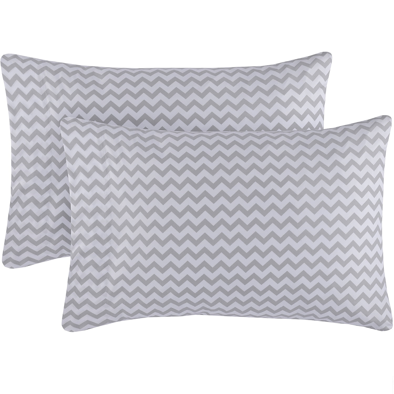 Chevron Gray Hypoallergenic Embroidered Microfiber Pillowcase Set
