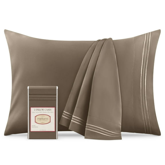 Mellanni Luxury Brushed Microfiber Pillowcases, Standard / Queen, Dark Taupe, 2 Count