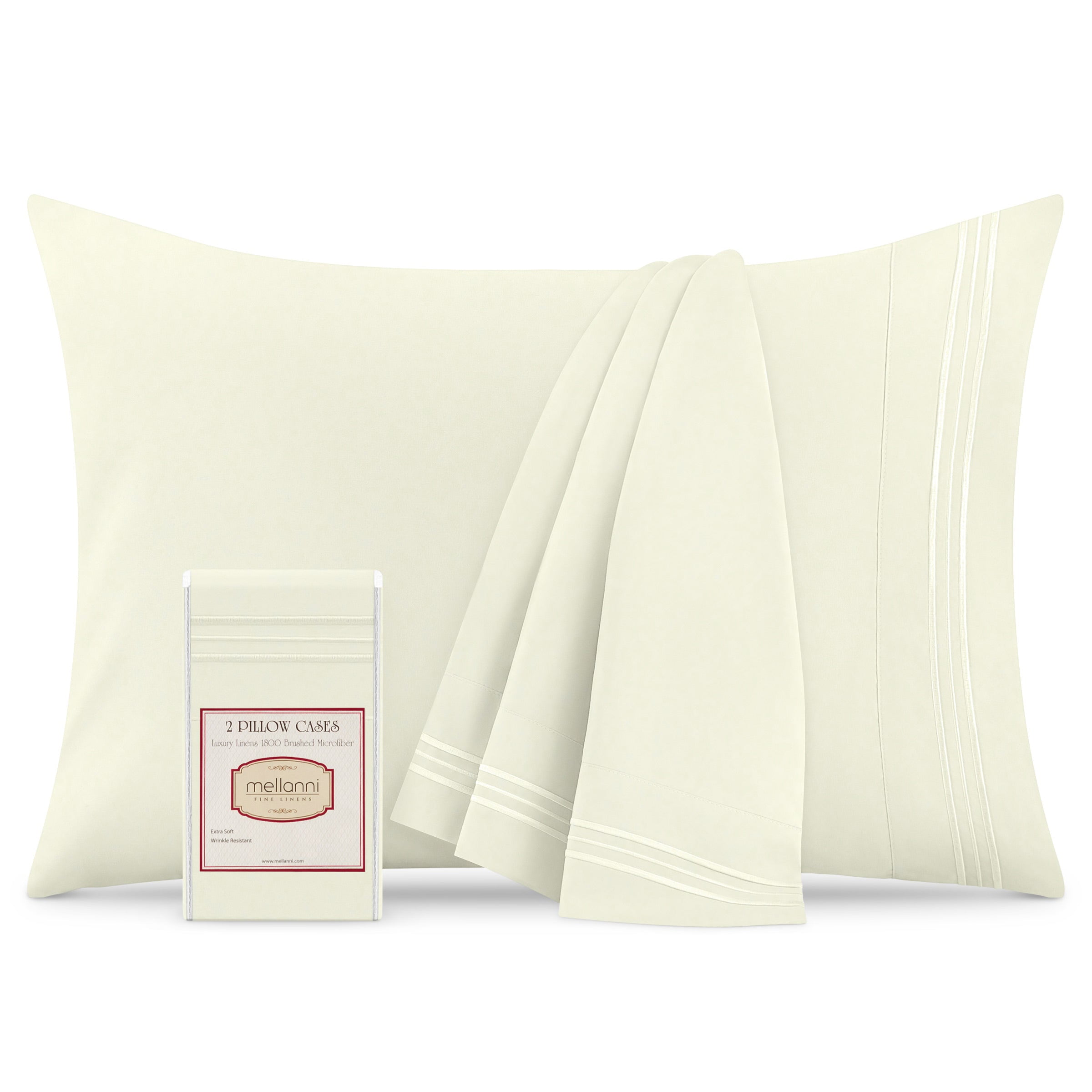 Golden Ivory Hypoallergenic Embroidered Microfiber Pillowcase Set