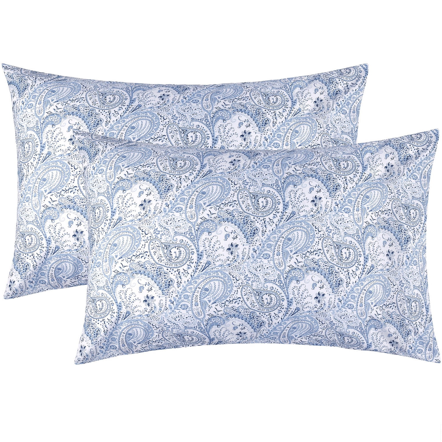 Mellanni Mellanni Luxury Brushed Microfiber Pillowcases, Standard / Queen, Paisley Blue, 2 Piece