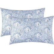 Mellanni Luxury Brushed Microfiber Pillowcases, Standard / Queen, Paisley Blue, 2 Piece