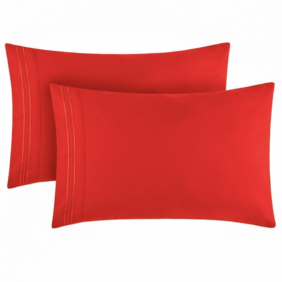 Mellanni Luxury Brushed Microfiber Pillowcases, Standard / Queen, Red, 2 Count