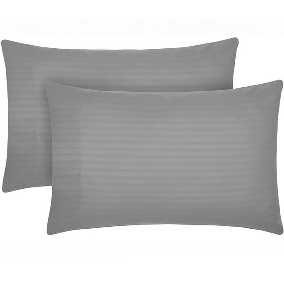 Mellanni Luxury Microfiber Pillowcases, Standard / Queen, Gray / Silver Stripe, 2-Pack