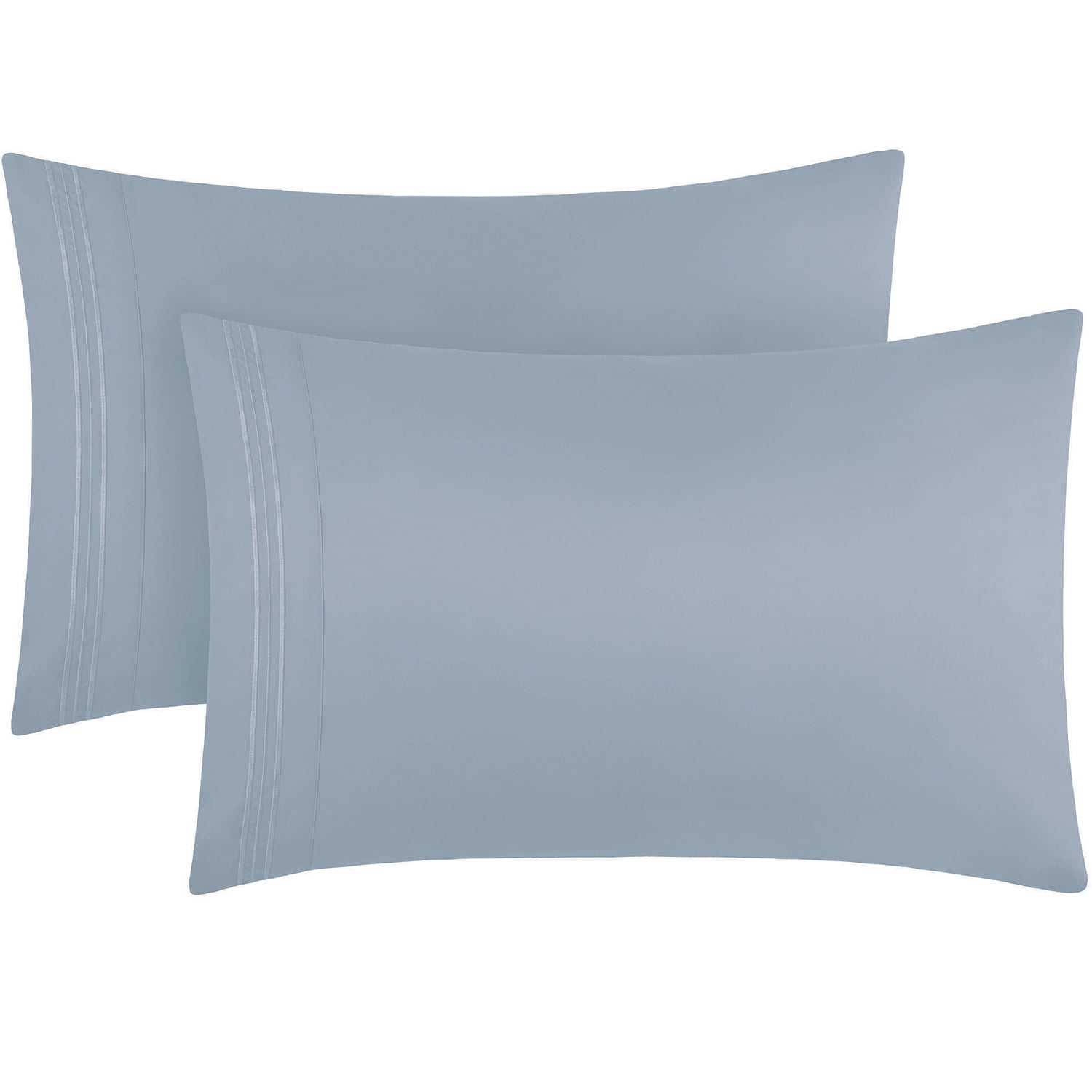 King Size Blue Hydrangea Embroidered Microfiber Pillowcase Set