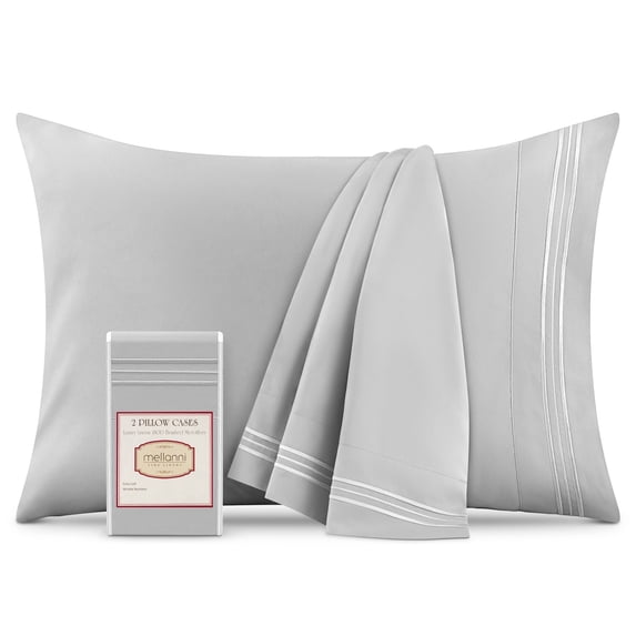 Mellanni Luxury Microfiber Pillowcases with Envelope Closure, King, Light Gray, 2 Count