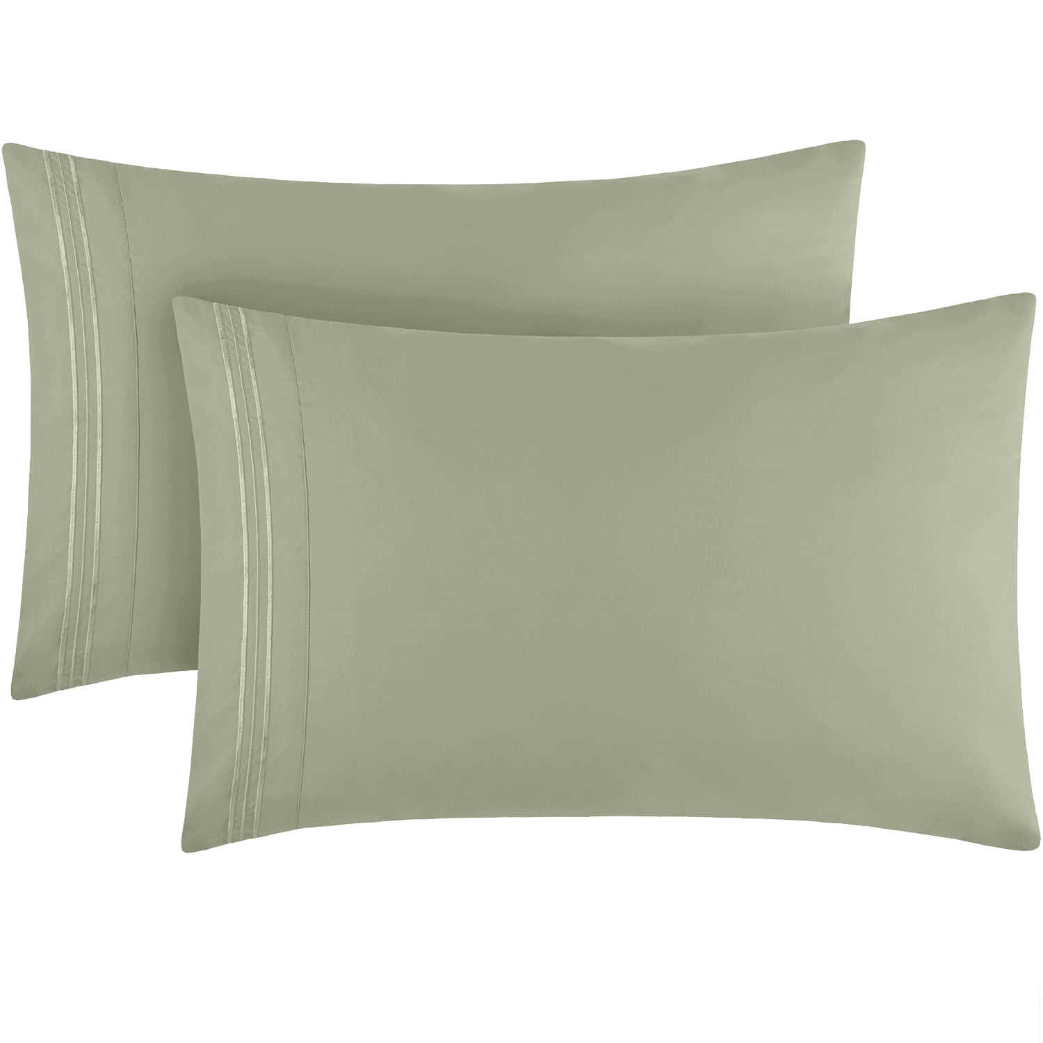 King Size Spa Mint Hypoallergenic Embroidered Microfiber Pillowcase Set