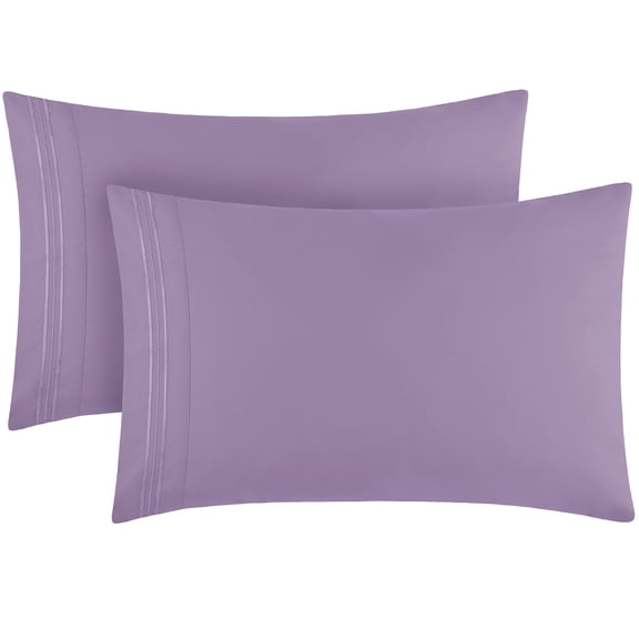 Mellanni Luxury Microfiber Pillowcases with Envelope Closure, King, Violet, 2 Count