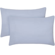 Mellanni Microfiber Pillowcases with Envelope Closure, King, Striped Light Blue, 2 Count