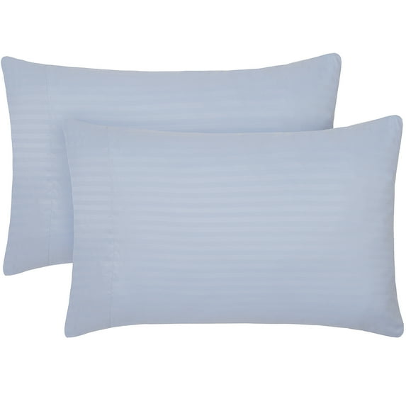 Mellanni Microfiber Pillowcases with Envelope Closure, King, Striped Light Blue, 2 Count