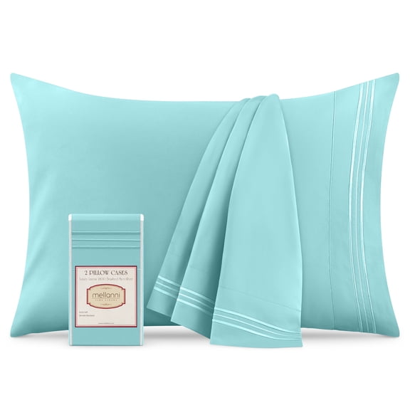 Mellanni Microfiber Pillowcases with Envelope Closure, Standard / Queen, Aqua, 2 Piece