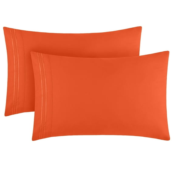 Mellanni Microfiber Pillowcases with Envelope Closure, Standard / Queen, Poppy Orange, 2 Count