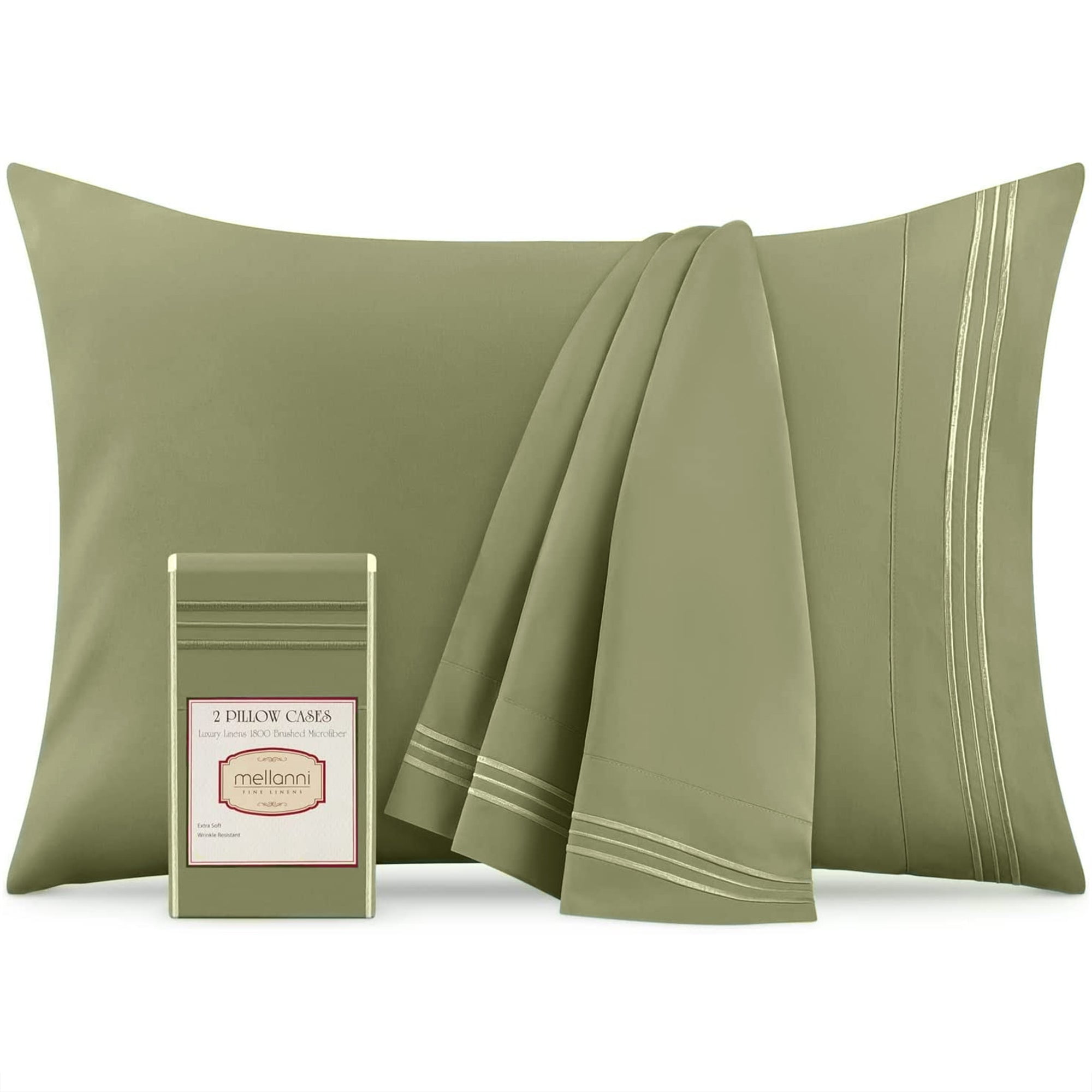 Mellanni Microfiber Pillowcases with Envelope Closure, Standard / Queen