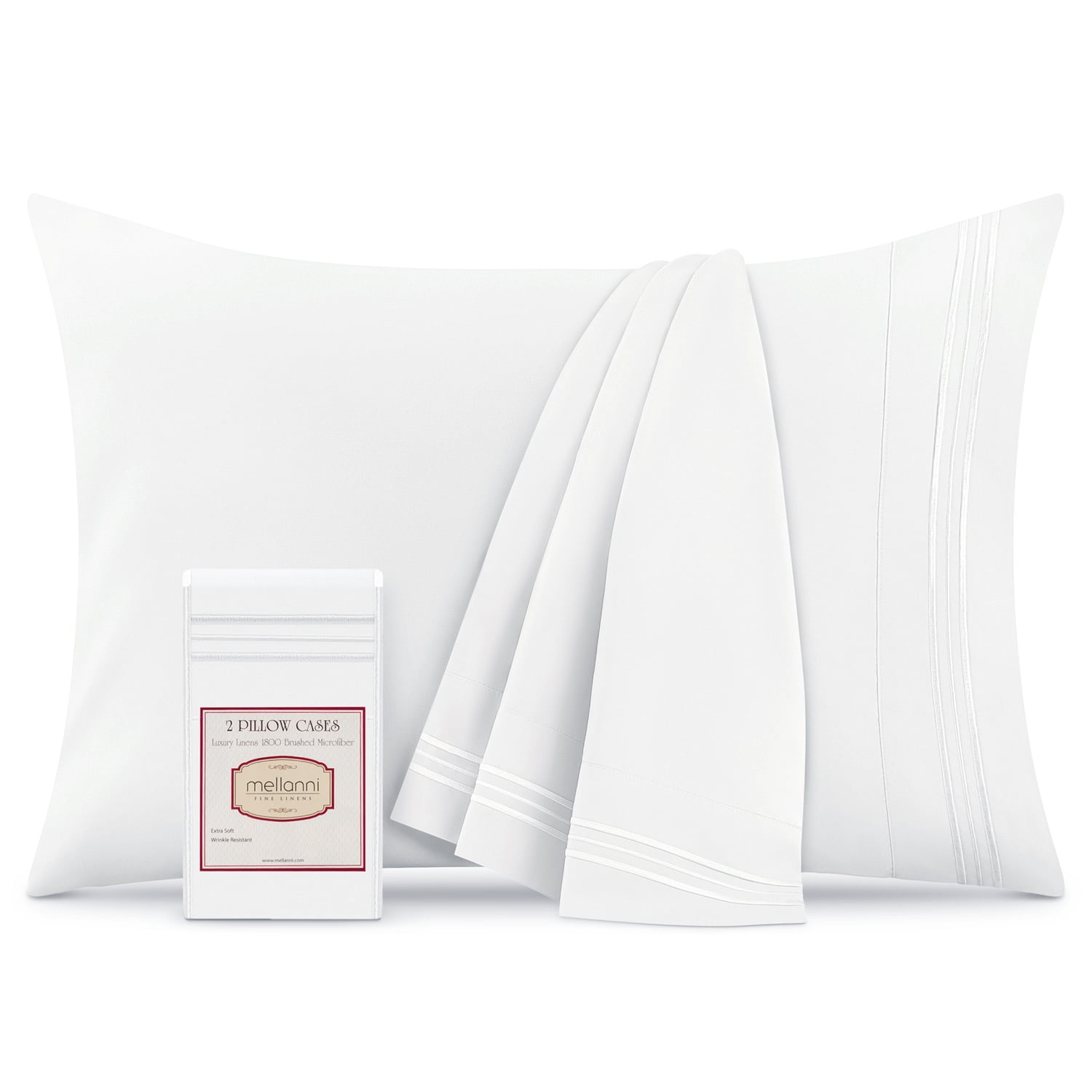 Mellanni Microfiber Pillowcases with Envelope Closure, Standard / Queen