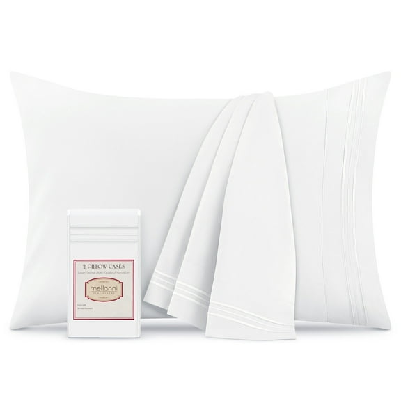 Mellanni Microfiber Pillowcases with Envelope Closure, Standard / Queen, White, 2 Piece