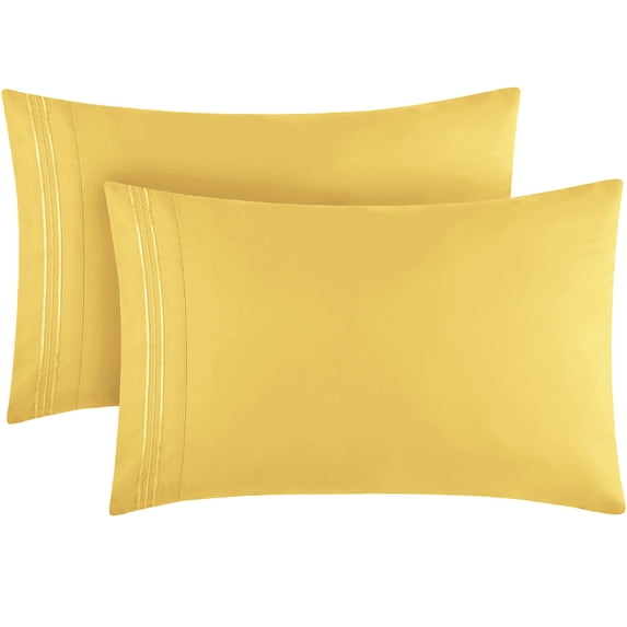 Mellanni Microfiber Pillowcases with Envelope Closure, Standard / Queen, Yellow, 2 Piece
