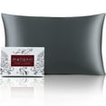 thumbnail image 1 of Mellanni Mulberry Silk Collection 19 Momme Dark Gray Silk Pillowcase, Gift Box, Queen, 1 of 8