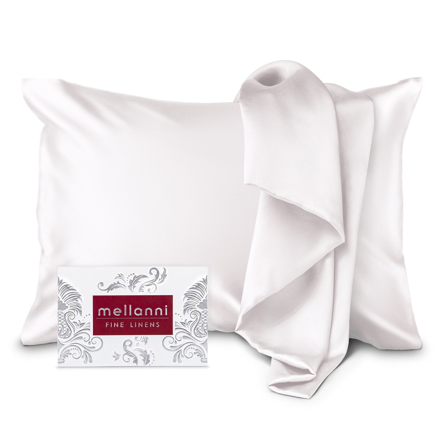 Mellanni Mulberry Silk Collection 19 Momme Ivory Silk Pillowcase, Gift Box, Queen 20"x30"