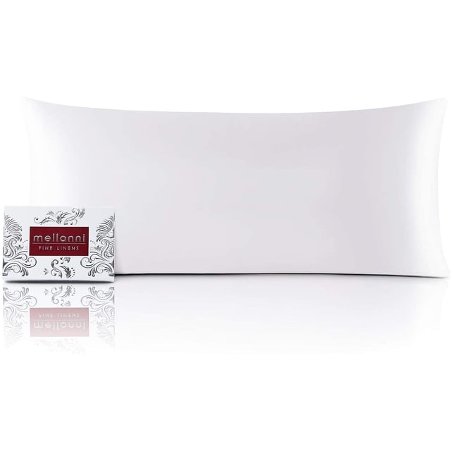 Mellanni Mulberry Silk Collection 19 Momme White Silk Pillowcase, Gift Box, Body 20"x54"